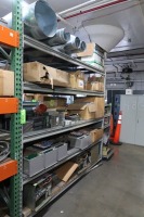 (1) Section of Adjustable Racking with Misc. Spare Parts, Drives, PLC, Controllers, etc.