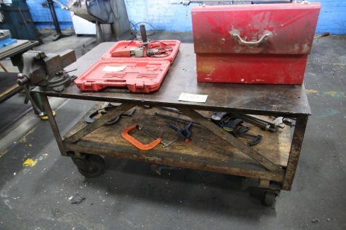 Rolling Steel Cart with Attached 4" Jaw Vise