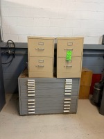 HON Lot of (2) 2-Drawer File Cabinets w/(2) Plan Hold Flat Files
